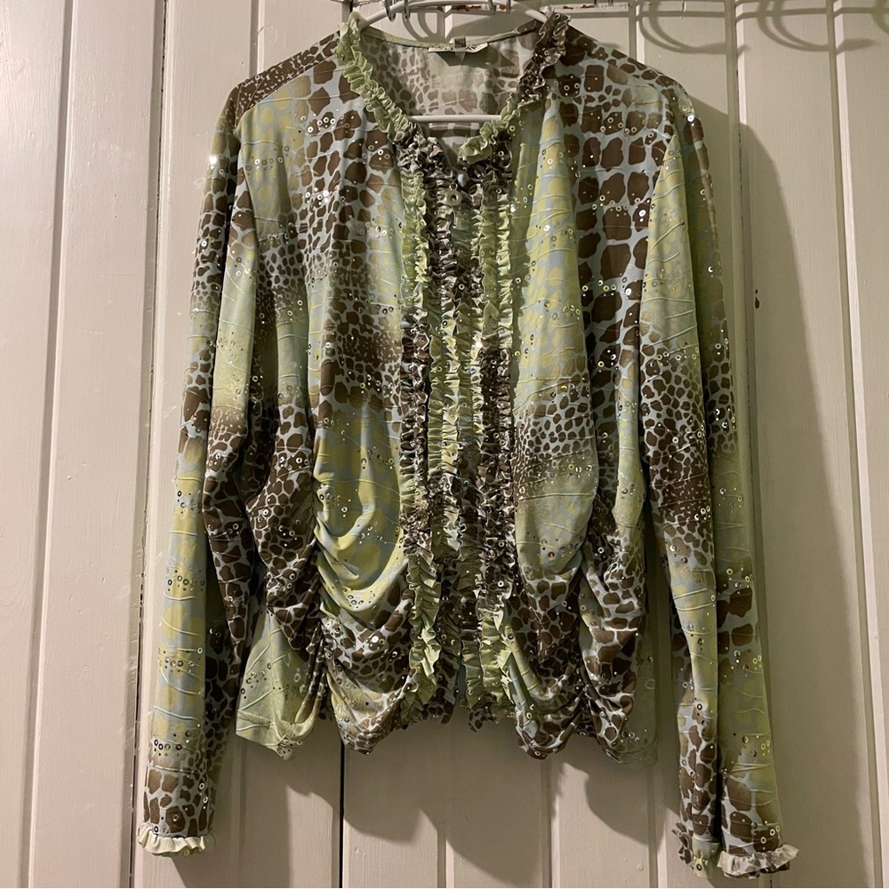 ELL JAY vintage zip blouse-X-large VGUC